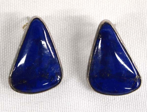 Native American Washoe Sterling Lapis Earrings (1 of 2)