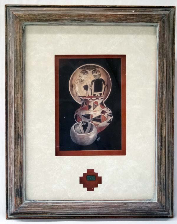 Framed Shadowbox Print of Pueblo Pottery by J. Day (1 of 3)
