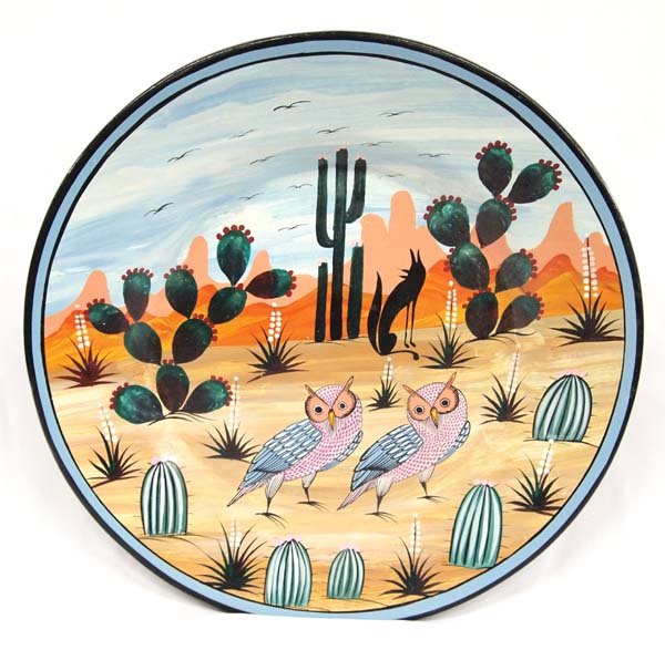 Large Mexican Hand Painted Decorative Plate (1 of 3)