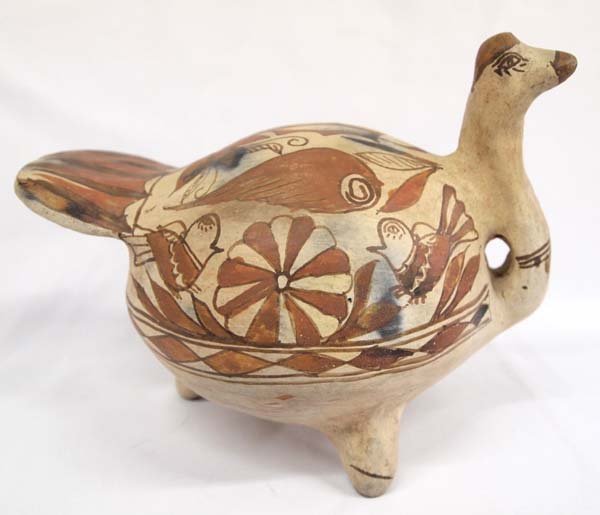 Mexican Hand Painted Bird Pottery Bank (1 of 4)