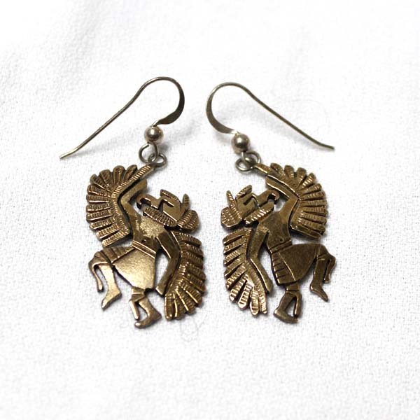 Hopi 14K Gold on Silver Eagle Earrings by Honanie (1 of 2)