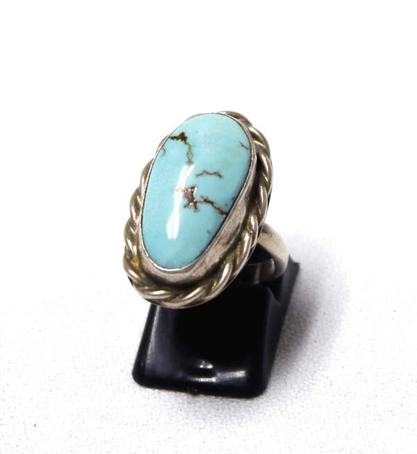 1950 Navajo Sterling Bisbee Turquoise Ring, Sz 5.5 (1 of 3)