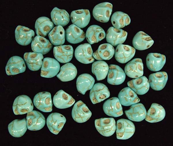 Collection 40 Reconstituted Turquoise Skull Beads (1 of 2)