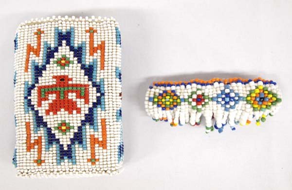 Native American Beaded Cigarette Case & Barrette (1 of 5)