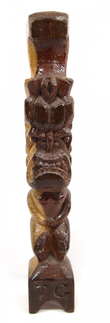 Native American Carved Wood Totem.: Native American Carved Wood Totem. This piece measures 8''H x 1.5''W x 1.5''D