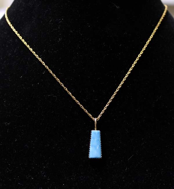 Pit Indian 14K Gold Turquoise Pendant by L Preston (1 of 3)