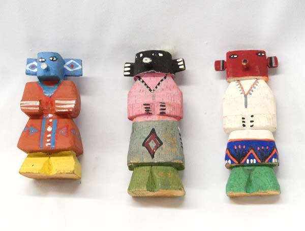 3 Native American Route 66 Carved Wood Kachinas (1 of 2)