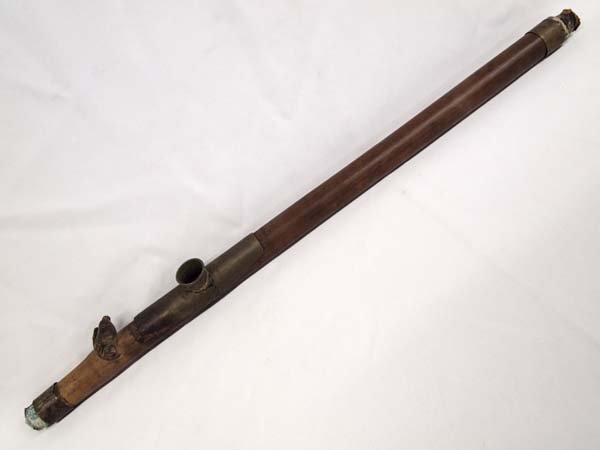 Rare Vintage Estate Native American Pipe: From the Manning Estate we have this Rare Vintage Brass and Wood Native American Pipe. It is a large 24'' in length and in nice shape for age as seen in pictures.