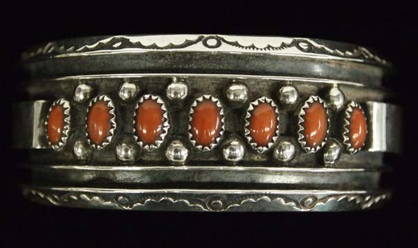 Navajo Coral Silver Bracelet by Jackie Singer (1 of 3)