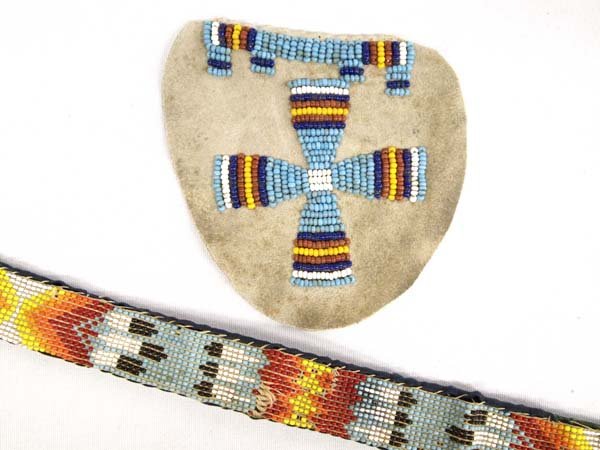 1920 Native American Beaded Belt and Leather Piece (1 of 3)