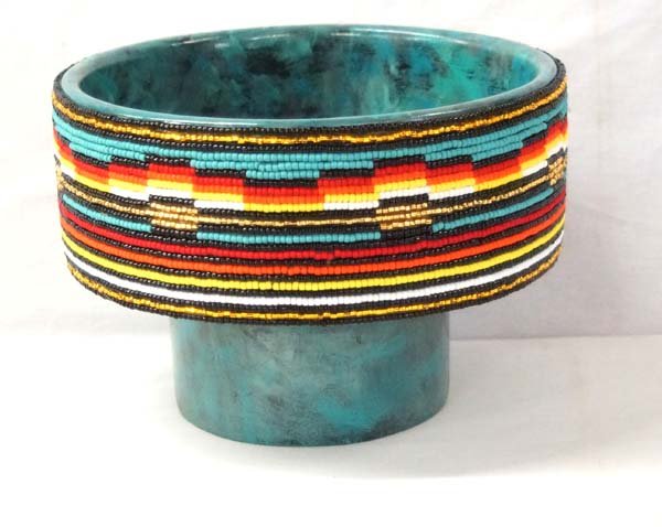 Hand Beaded Wood Bowl by Kathy Kills Thunder (1 of 3)