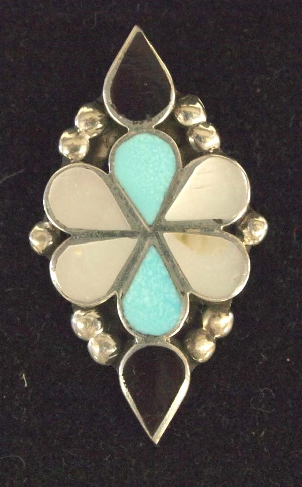 Native American Zuni Sterling Inlay Ring, Sz 6.25 (1 of 3)