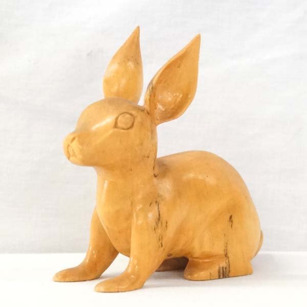 Carved Maple Wood Jackrabbit by R. Lambert: Carved Maple Wood Jackrabbit by R. Lambert, measures 2'' x 4'' x 4''