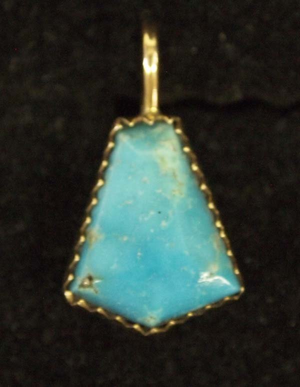 Pit River Indian 14K Gold and Turquoise Pendant (1 of 3)