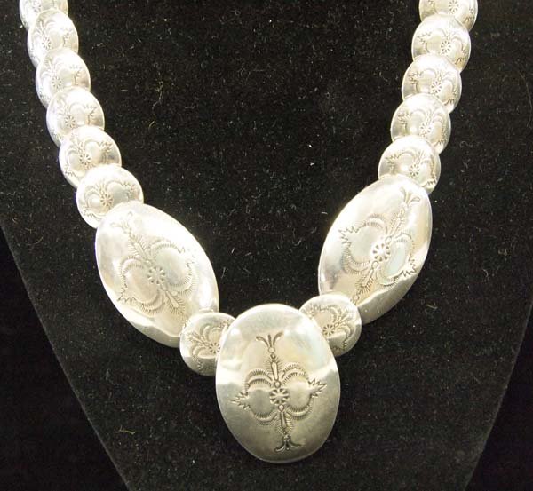 Navajo Sterling Silver Hand Stamped Necklace (1 of 3)