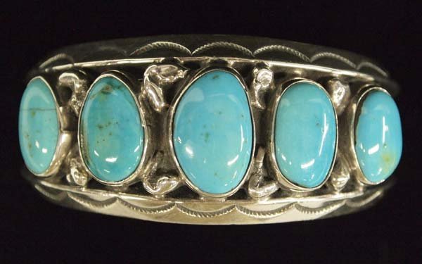 Native American Navajo Silver Turquoise Bracelet (1 of 3)