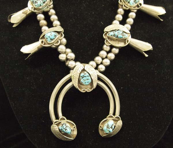 1960s Navajo Nickel Silver Squash Blossom Necklace (1 of 4)