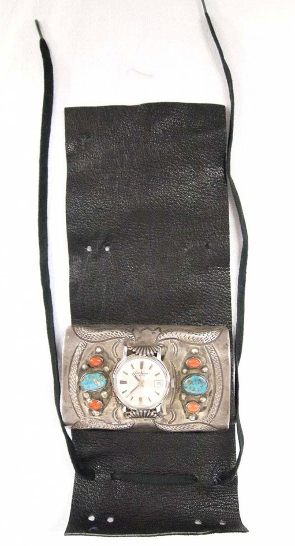 Native American Navajo Silver Turquoise Ketoh (1 of 2)