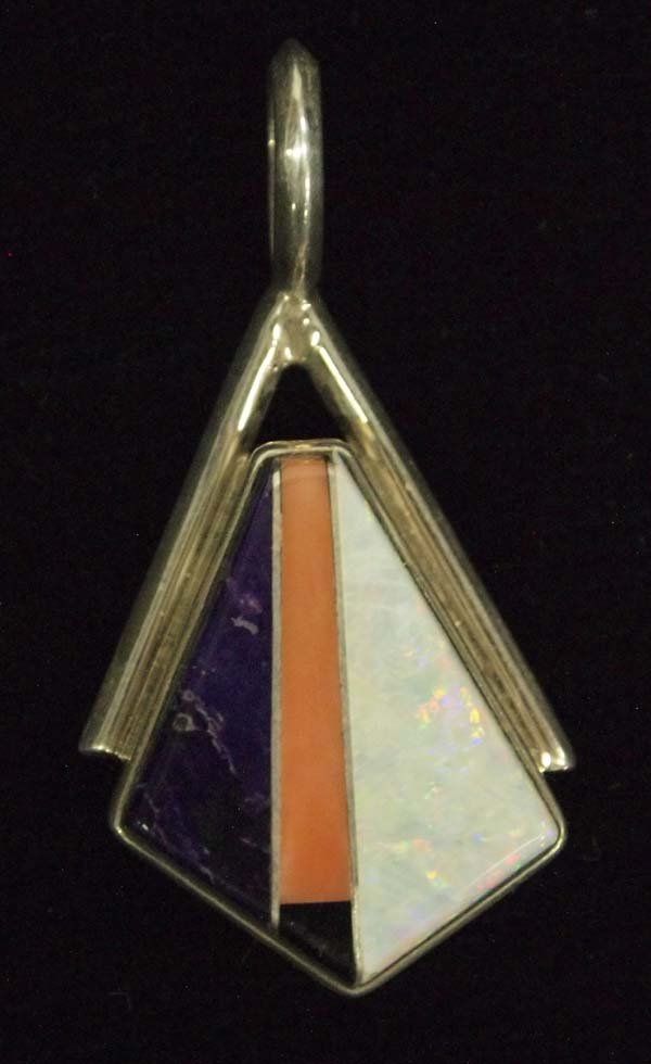Native American Zuni Sterling Inlay Pendant (1 of 3)