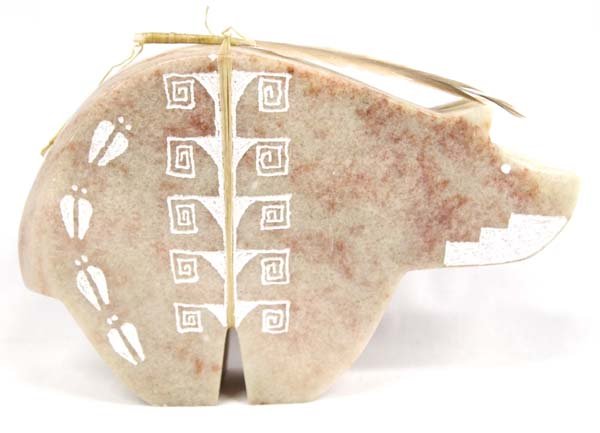Navajo Carved Alabaster Bear Fetish by Silver (1 of 3)