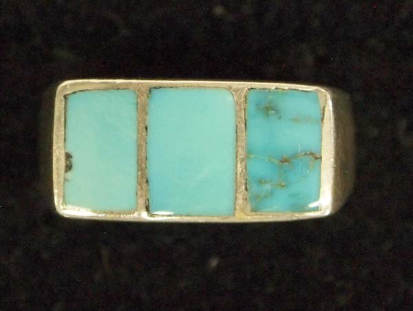 Zuni Sterling Silver Turquoise Ring, Size 8.25 (1 of 2)