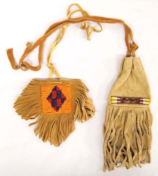 Pair of Plains Indian Suede Fetish Bags (1 of 4)