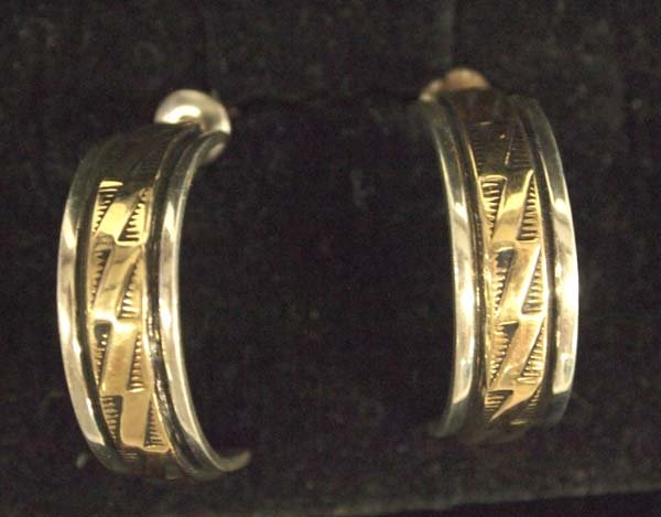 Hopi 14K Gold on Sterling Silver Hoop Earrings (1 of 3)