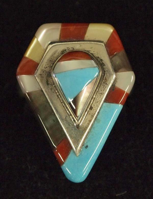Zuni Sterling Inlay Ring by Dan Simplicio, S 8.75 (1 of 3)