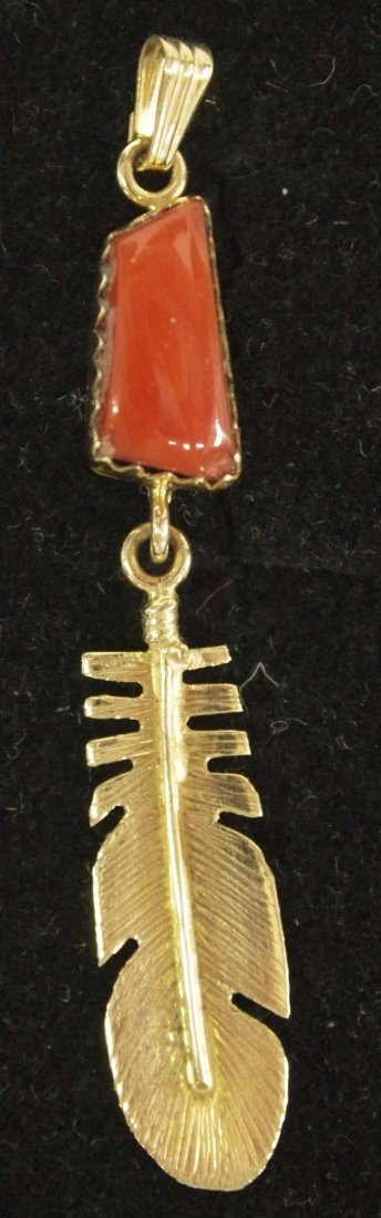 Pit River Indian 14K Gold and Coral Pendant (1 of 3)