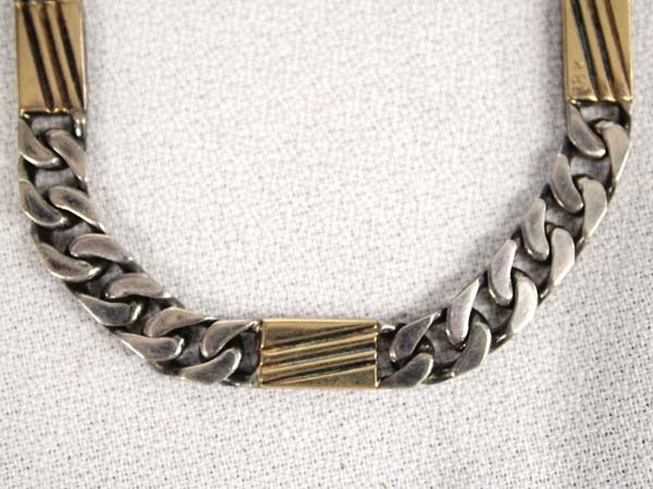 Italian Gold on Silver Figaro Chain Bracelet (1 of 4)