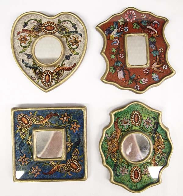 4 Peruvian R. Berrocal Hand Made Mirrors: 4 Peruvian R. Berrocal Hand Made Mirrors, measure 4'' x 4'' x 4''
