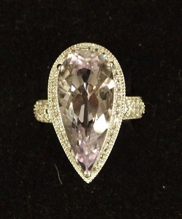 Sterling Silver Amethyst + White Topaz Ring, S 6.5 (1 of 3)