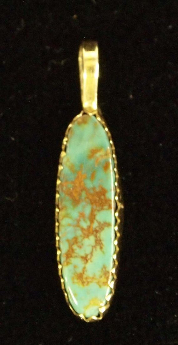 Pit River Indian 14K Gold Turquoise Pendant (1 of 3)