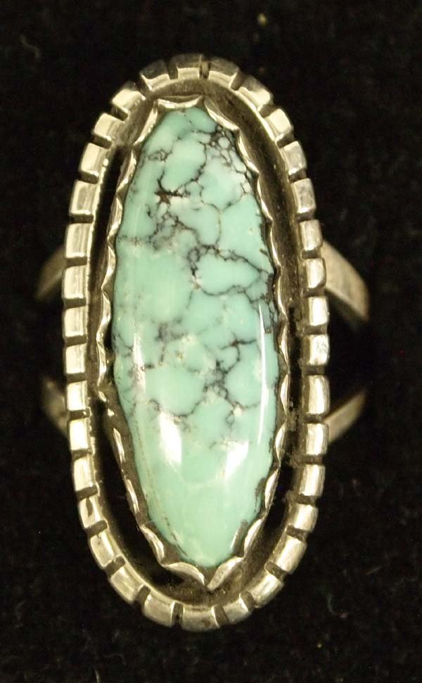 Navajo Sterling Silver Turquoise Ring, Size 5 (1 of 3)
