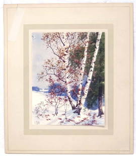 Original Watercolor Landscape Painting by Davidson: Original Watercolor Landscape Painting by Charles Grant Davidson (1865 - 1945), visual measures 8 7/8'' x 6 7/8'', signed by artist, small tear in upper left corner, FYI: Charles Grant Davidson was ac