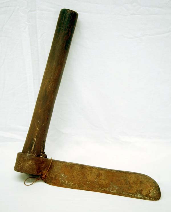 Antique Tree Scraping Metal Tool with Wood Handle (1 of 2)