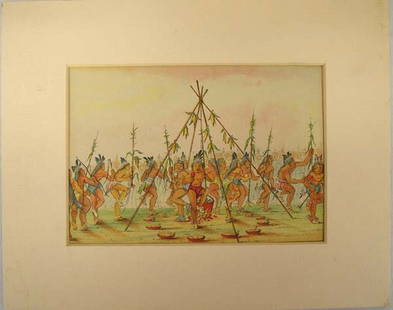 Native American Print by George Catlin: Native American Print by George Catlin, visual measures 4.5'' x 6.5''