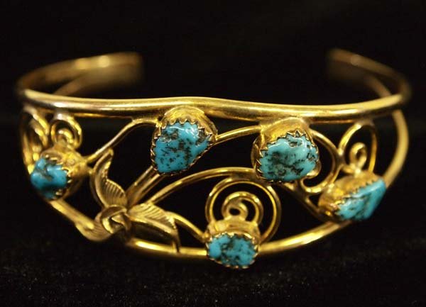 Navajo Gold Filled Sterling Turquoise Bracelet (1 of 3)