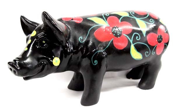 Pottery Piggy Bank Hand Painted by Kills Thunder (1 of 3)