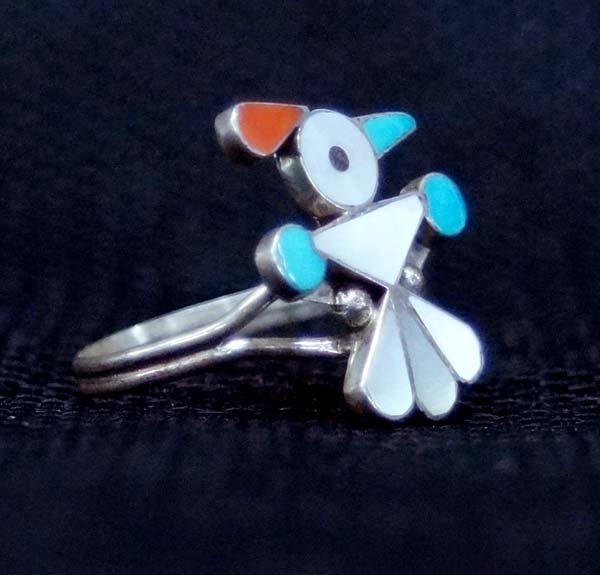 Zuni Sterling Silver Inlay Thunderbird Ring, Sz 9 (1 of 2)