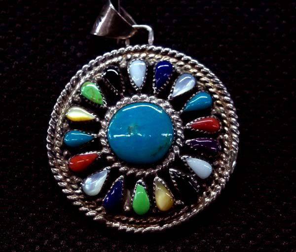 Navajo Sterling Silver Multi-Stone Pendant (1 of 2)