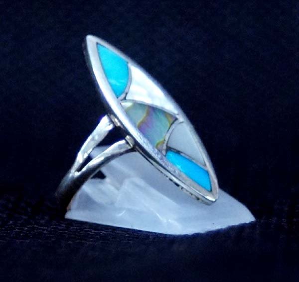Zuni Sterling Silver Channel Inlay Ring, Size 7.5 (1 of 2)