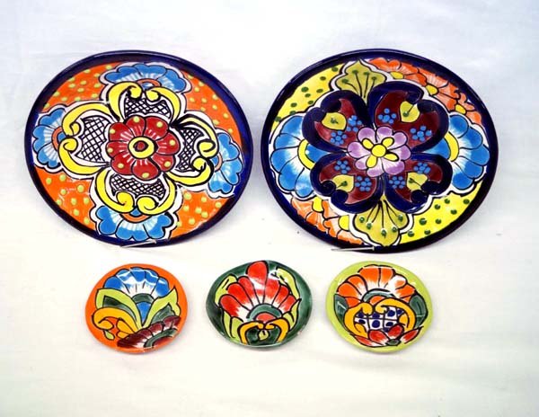 Mexican Hand Painted Glazed Pottery Dishes (1 of 4)