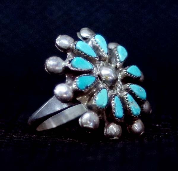 Zuni Sterling Petit Point Turquoise Ring, Size 6 (1 of 3)