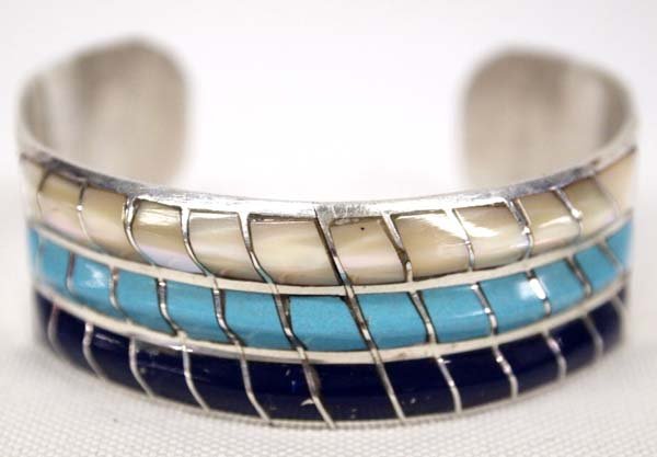 Zuni Sterling Silver Inlay Cuff Bracelet, Chavez (1 of 3)