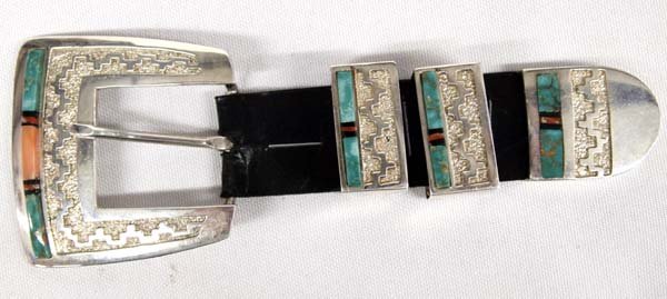 Stunning Navajo Silver Inlay Ranger Belt Buckle (1 of 2)
