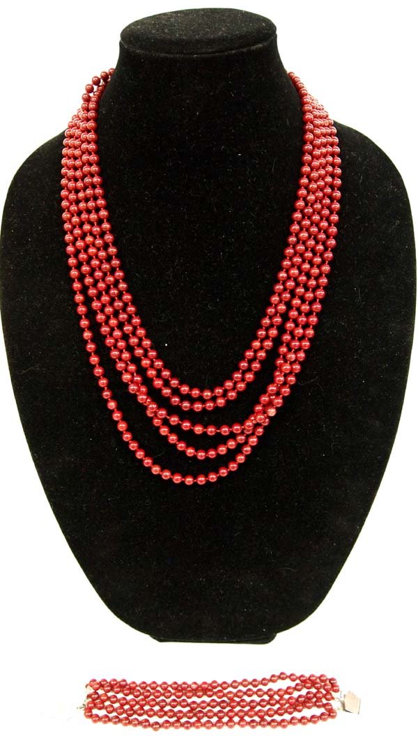 Coral Bead Necklace and Bracelet (1 of 3)