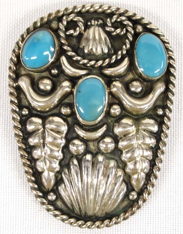 Mexican Alpaca Turquoise Bolo Slide (1 of 3)