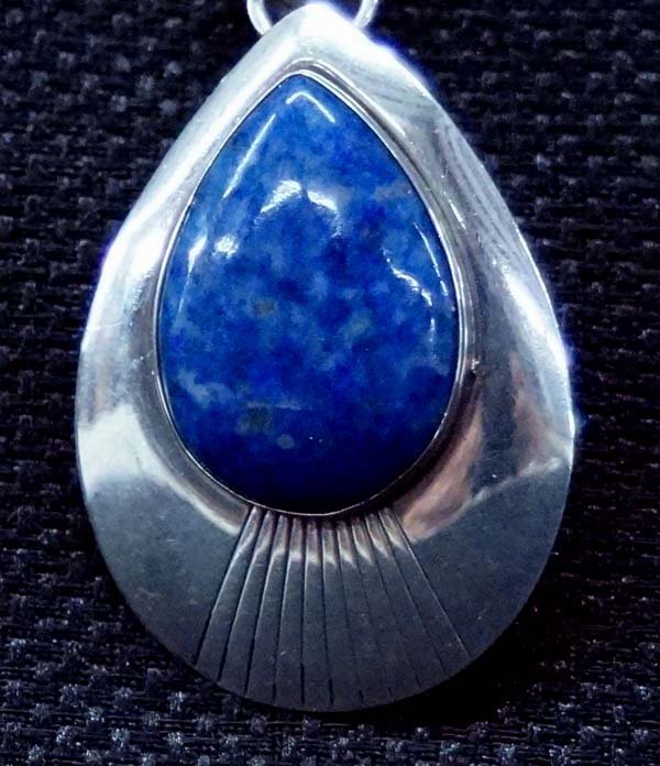 Navajo Sterling Denim Turquoise Pendant (1 of 2)