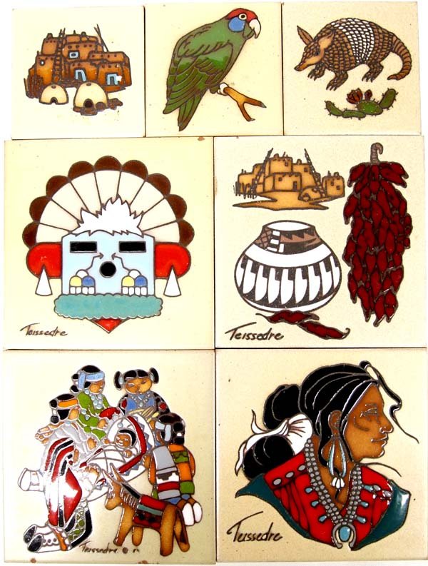 7 Decorative Italian Ceramic Tiles by Teissedre (1 of 2)